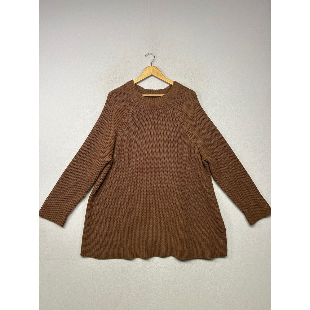 Cozy Woman Within Women 2X Brown Shaker Stitch Pullover Sweater Minimalist
